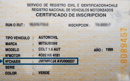 Número de Chasis en Vehículos - Piamonte Repuestos